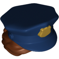 Lego policejní čepice s vlasy, červeno hnědá (6177293)